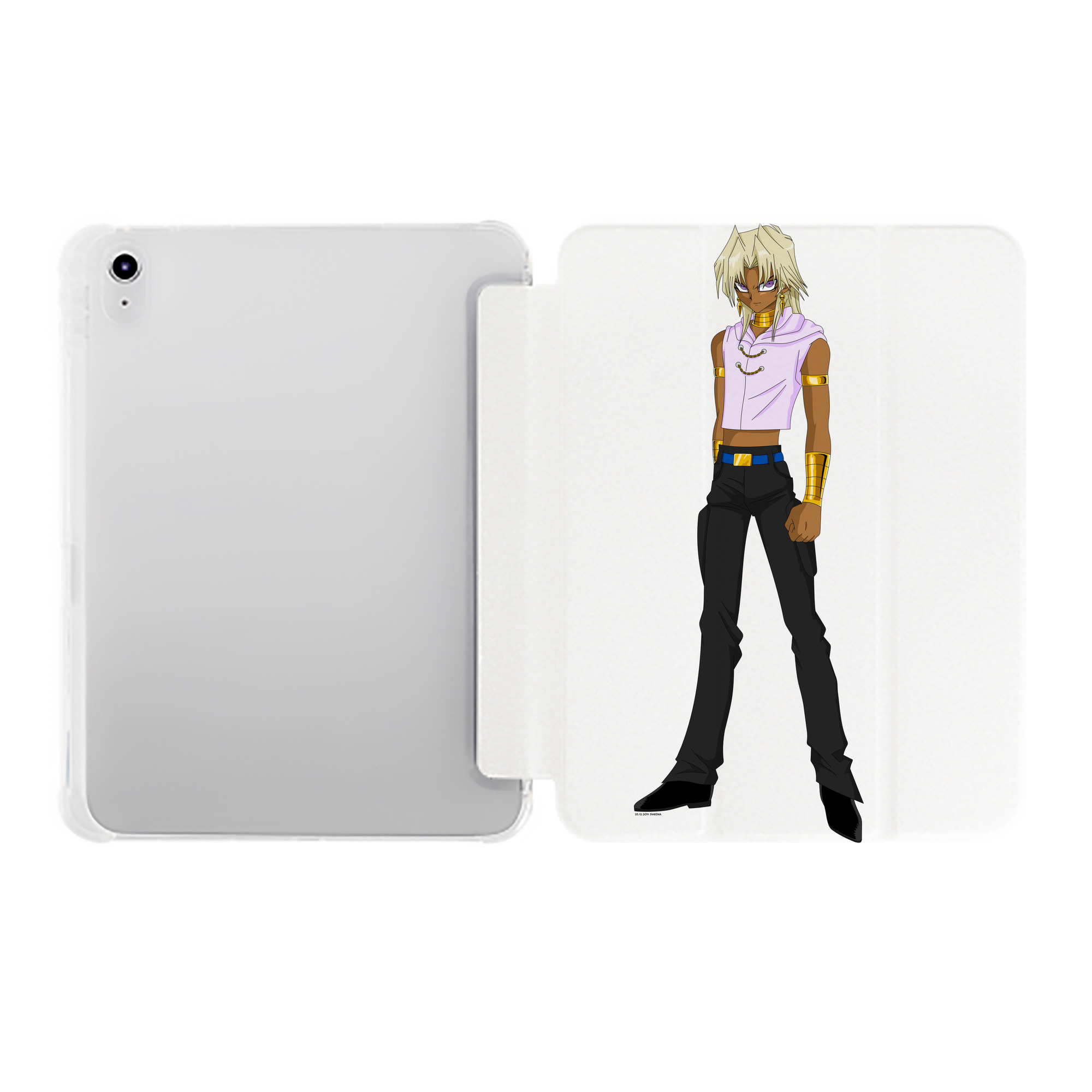 （画像用） 遊☆戯☆王 Yu-Gi-Oh! IPad ケース ペン収納付き 三つ折りスタンド PUレザー×シリコン 対応機種9.5/10.5/10.9インチ